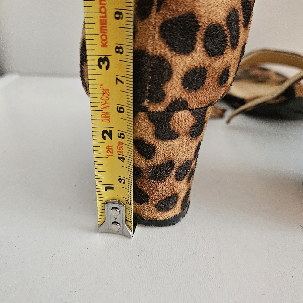 Bella Marie Leopard Faux Suede Ankle-Strap Open Toe Block Heel Sandal- Size 8.5 - Picture 5 of 5